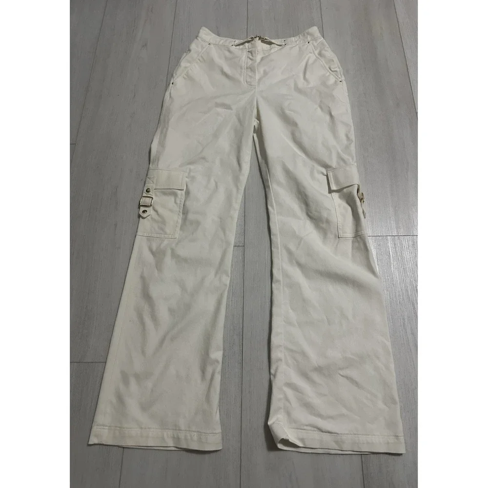 St John Sport Essentials By Marie Gray Pants Sz 6 Ivory Belted Gold Hardware